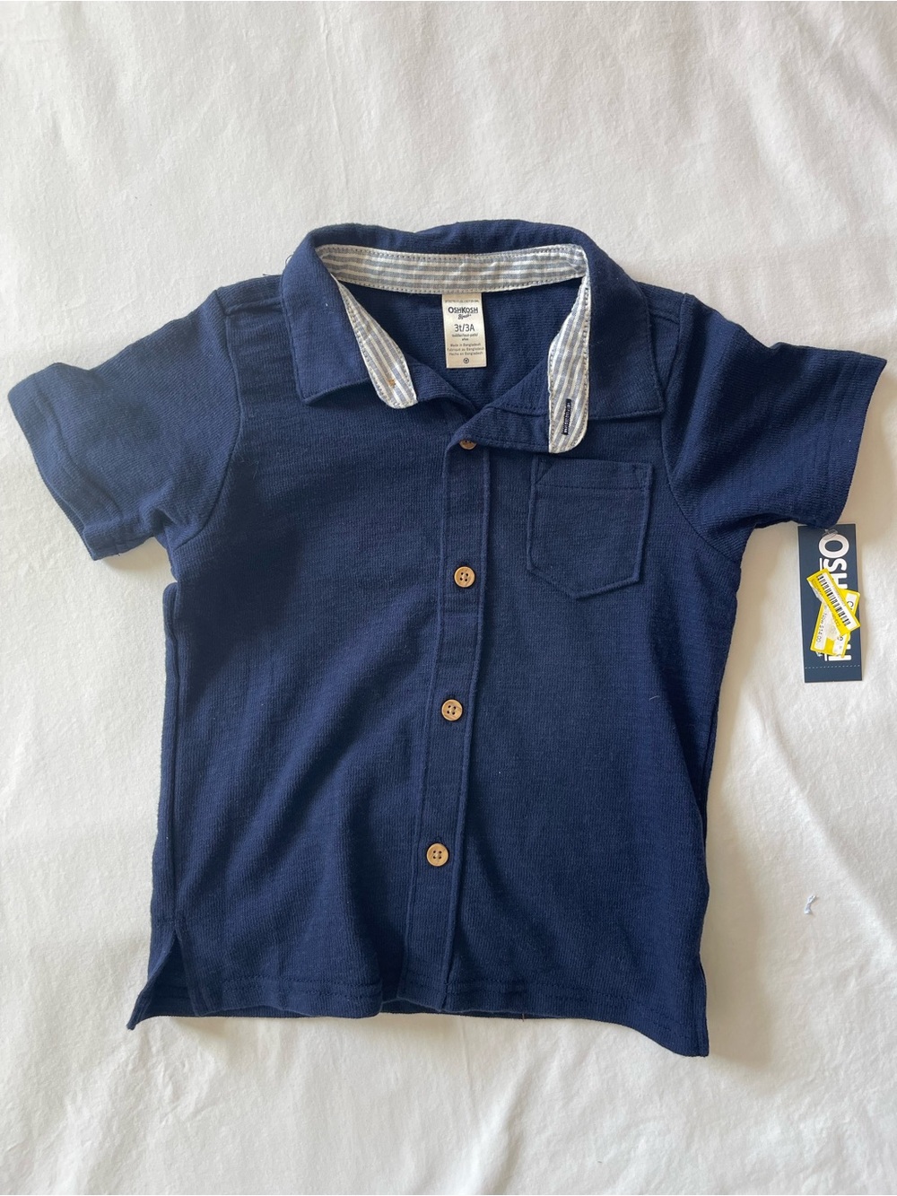 OshKosh B'gosh Navy Button-Up Polo Shirt with Contrast Collar